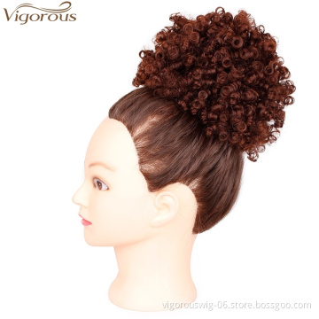 VigorousTop Quality Wholesale Synthetic Short Afro Kinky Hair Bun Drawstring Pony Tail Clip in Hair Extension on Puff Hair Bun